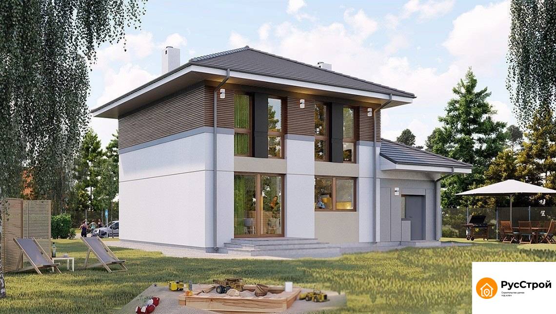Симпатичный дом в два этажа площадью 150 м2